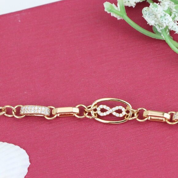 "Rose Gold Infinity Link Bracelet with Adjustable Chain, XPBL0930 - Picture 11 of 12